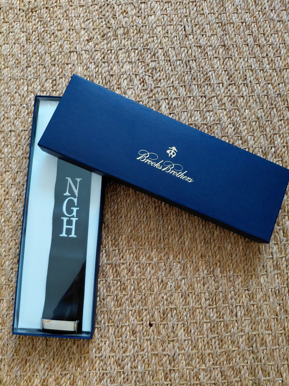 Brooks Brothers Black Suspenders White Monogrammed Initials